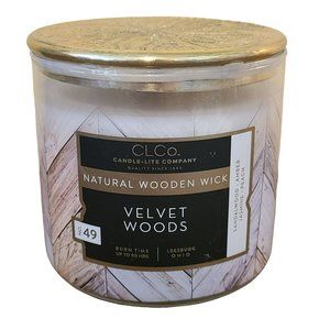 CLCo Candle-Lite Jar Candle #49 Velvet Woods Wooden Wick Sandalwood Jasmine Peac